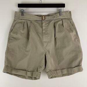 Vintage Orvis Women's Shorts 38 Actual 36 Made in the USA Tan Pleated Front Belt